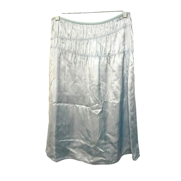 Helmut Lang Blue Midi Ruched Slip Skirt Light Blue Size 8 NWT - Picture 9 of 9